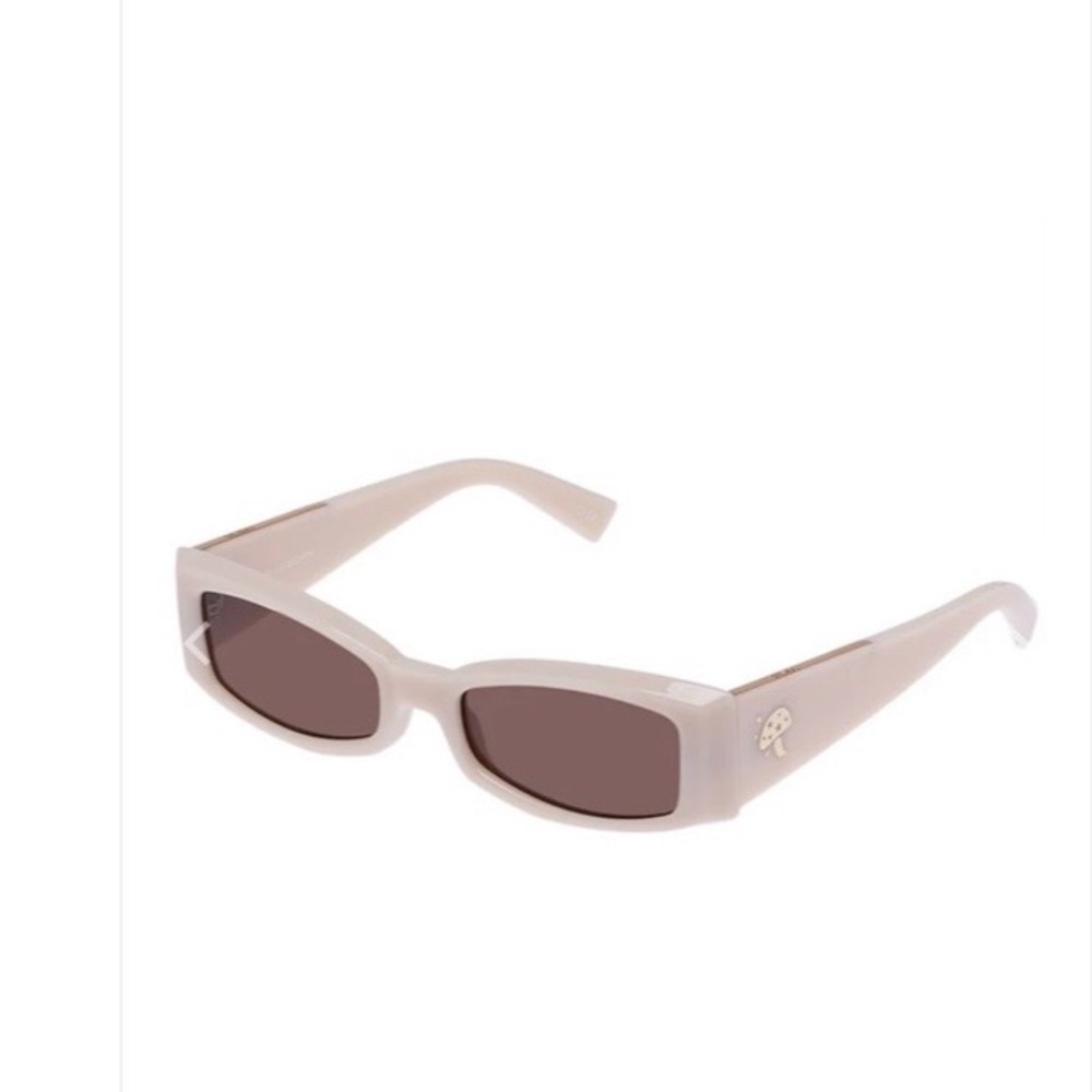 Le Specs And Afends Collab Rectangular Sunglasses in Light Beige